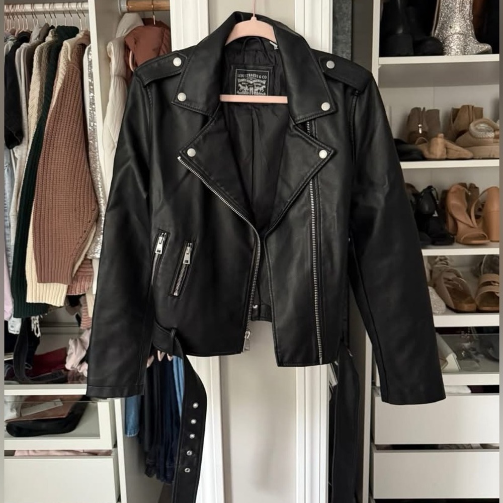 Levis Strauss Faux Leather Belted Moto Jacket *NWOT*